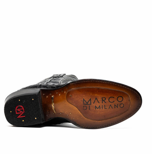 Marco Di Milano Savannah Black Ostrich Quill Round Toe Cowboy Boots