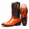 Marco Di Milano Savannah Orange Ostrich Quill Round Toe Cowboy Boots