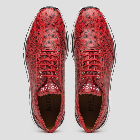 Marco Di Milano Scanno Antique Red Ostrich Quill Sneakers