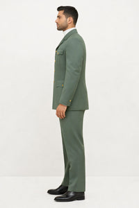 Seersucker Suit Peak Lapel Suit in Color "Mint Green " - Summer Fabric Tone on Tone Shadow Stripe By Rossiman