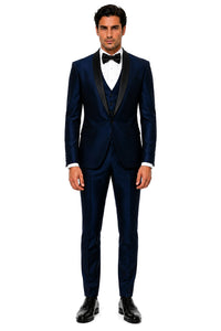 Shiny Indigo Tuxedo - Sharkskin Royal Blue Tuxedo Suit