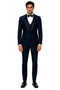Shiny Indigo Tuxedo - Sharkskin Royal Blue Tuxedo Suit