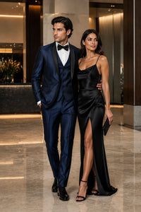 Shiny Indigo Tuxedo - Sharkskin Royal Blue Tuxedo Suit