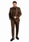 Men's Shiny Satin Charmeuse Metallic Stripe Sheen Monochromatic Pinstripe Suit By Rossiman in Color Brown Tailored Fit + Matching Shirt Tie (4-Piece)