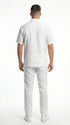 Mens White Embroidered Walking Suit Set – Short Sleeve Shirt and Pants Casual Summer Outfit for Vacation, Beach and Everyday Wear