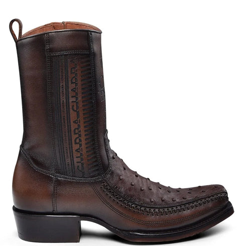 Brown Ostrich Zipper Boot