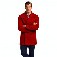 Mens Peacoat Wool double breasted Style Coat