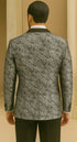 Silver Double Breasted Rough Streak Pattern Satin Peak Lapel Stacy Adams Men's Jacket