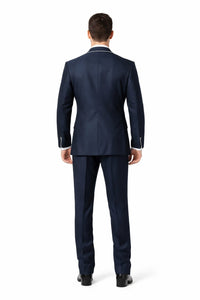 Western Suit - Cowboy Tuxedo With Trim Collar - Slim Fitted Jacket And Pants - Blue and White Tuxedo