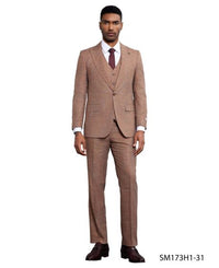 Stacy Adams Men's 3 Piece Hybrid Fit Suit - Textured Solid Color