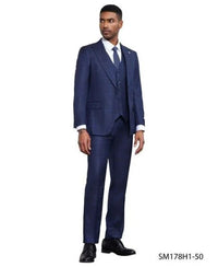 Stacy Adams Men's 3 Piece Hybrid Fit Suit - Large Checker Pattern