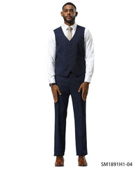 Stacy Adams Men's 3 Piece Hybrid Fit Suit - Tattersall Pattern