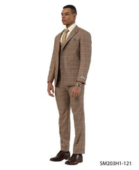 Stacy Adams Men's 3 Piece Hybrid Fit Suit - Plaid Pattern