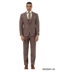 Stacy Adams Men's 3 Piece Hybrid Fit Suit - Textured Windowpane