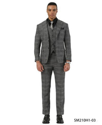 Stacy Adams Men's 3 Piece Hybrid Fit Suit - Subtle Textured Pattern