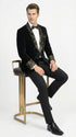Men’s Smoking Jacket  Black and Gold Embroidered Tuxedo Blazer – Luxury Velvet Formal Dinner Jacket with Paisley Lapel