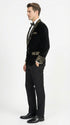 Men’s Smoking Jacket  Black and Gold Embroidered Tuxedo Blazer – Luxury Velvet Formal Dinner Jacket with Paisley Lapel