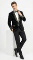 Men’s Smoking Jacket  Black and Gold Embroidered Tuxedo Blazer – Luxury Velvet Formal Dinner Jacket with Paisley Lapel