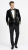 Men’s Smoking Jacket  Black and Gold Embroidered Tuxedo Blazer – Luxury Velvet Formal Dinner Jacket with Paisley Lapel