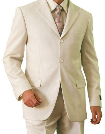 Regular Fit 2 Piece Suit 3 Button in Light Beige