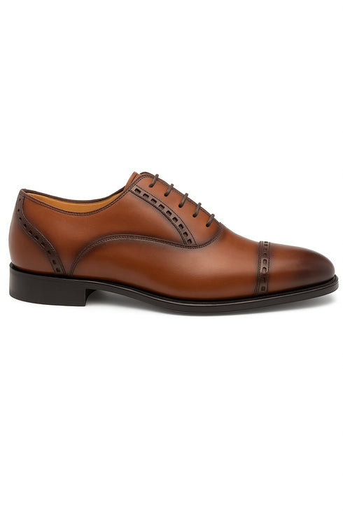 Amaro Leather Cap Toe Cognac By Mezlan Made In Spain Brand