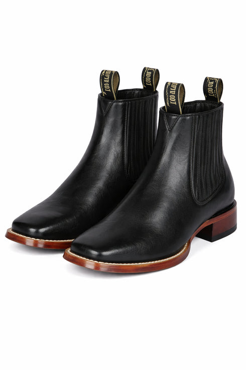 Square Toe Ankle Boots Black