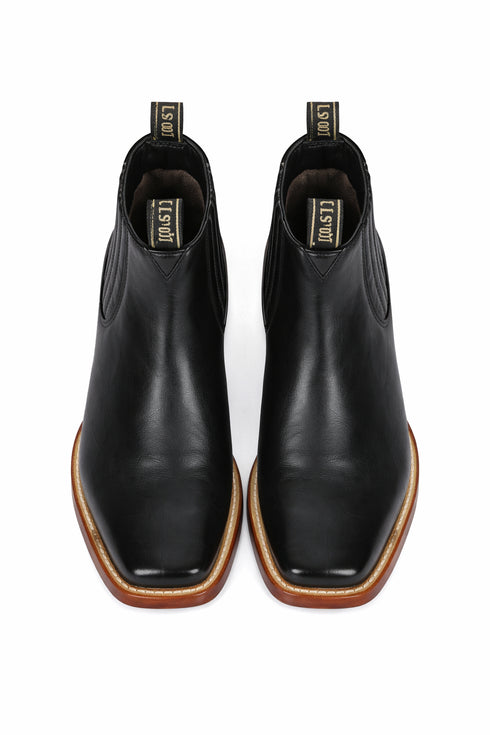 Square Toe Ankle Boots Black