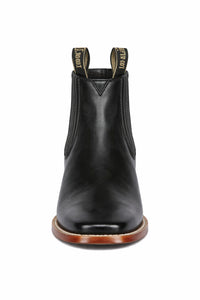 Square Toe Ankle Boots Black