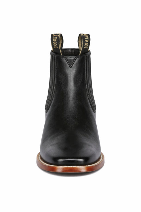 Square Toe Ankle Boots Black