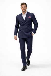Boys Double Breasted Gangster Pinstripe Suit in Navy