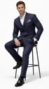 Boys Double Breasted Gangster Pinstripe Suit in Navy