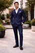 Boys Double Breasted Gangster Pinstripe Suit in Navy