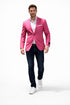 Stage Party Bright Men's Sport Coat Unique Fashion Designer Men's Dress Blazers Sale Vented Hot Pink