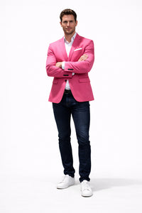 Stage Party Bright Men's Sport Coat Unique Fashion Designer Men's Dress Blazers Sale Vented Hot Pink