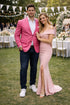 Stage Party Bright Men's Sport Coat Unique Fashion Designer Men's Dress Blazers Sale Vented Hot Pink