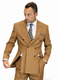 Statement Mens 2 Piece 100% Wool Modern Fit Double Breasted Suit - Front Vents in Camel