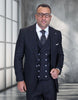 Statement Mens Big and Tall 3 Piece 100% Super 200s Wool Suit – Classic Fit Woven Texture, Wide Leg Pants