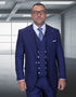 Statement Mens Classic Fit 3 Piece 100% Super 200s Wool Woven Texture Suit – Wide Leg Pleated Pants