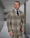 Statement Mens Modern Fit 2 Piece 100% Super 200s Wool Plaid Suit – Double Breasted Peak Lapel Jacket