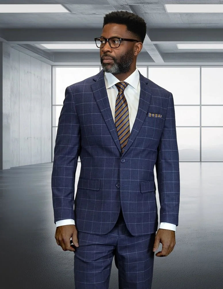 Super 100's Wool Windowpane Sport Coat Statement Mens Modern