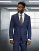 Statement Mens Modern Fit 2 Piece 100% Super 200s Wool Sharp Windowpane Plaid Suit – Single Breasted Notch Lapel Jacket