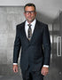 Statement Mens Modern Fit 2 Piece 100% Super 200s Wool Suit – Peak Lapel with Pick Stitching