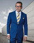 Statement Mens Modern Fit 2 Piece 100% Super 200s Wool Suit – Peak Lapel with Pick Stitching