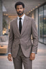 Statement Mens Modern Fit 2 Piece 100% Super 200s Wool Suit – Peak Lapel with Pick Stitching