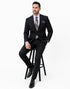 Statement Mens Modern Fit 2 Piece 100% Super 200s Wool Suit – Solid Colors, Notch Lapel Jacket