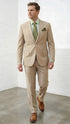Statement Mens Modern Fit 2 Piece 100% Super 200s Wool Suit – Solid Colors, Notch Lapel Jacket