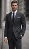 Statement Mens Modern Fit 2 Piece 100% Wool Pinstripe Suit – Single Breasted Notch Lapel Jacket