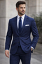 Statement Mens Modern Fit 2 Piece 100% Wool Sharp Windowpane Suit – Single Breasted Notch Lapel Jacket