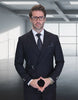Statement Mens Modern Fit 2 Piece 100% Wool Suit – Double Breasted Jacket with Metal Buckle Closure