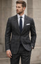 Statement Mens Modern Fit 2 Piece 100% Wool Windowpane Plaid Suit – Single Breasted Notch Lapel Jacket
